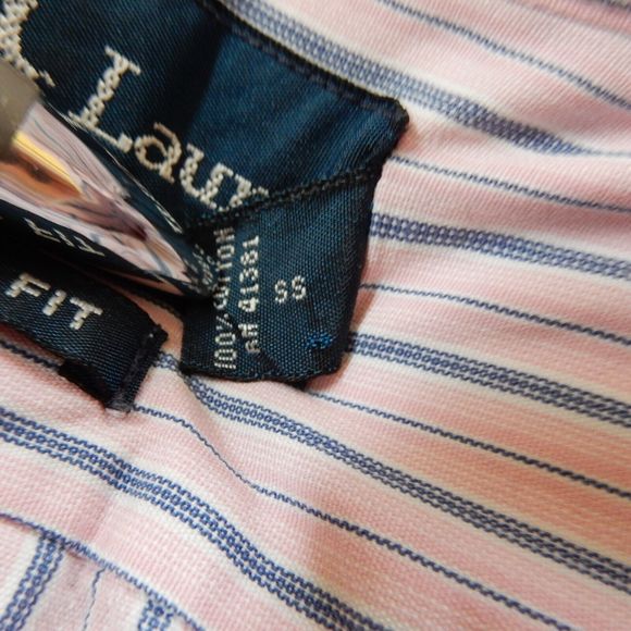 Ralph Lauren Mens Shirt XL Pink Stripe Classic Fit Cotton Embroidered Pony Logo - Picture 6 of 9